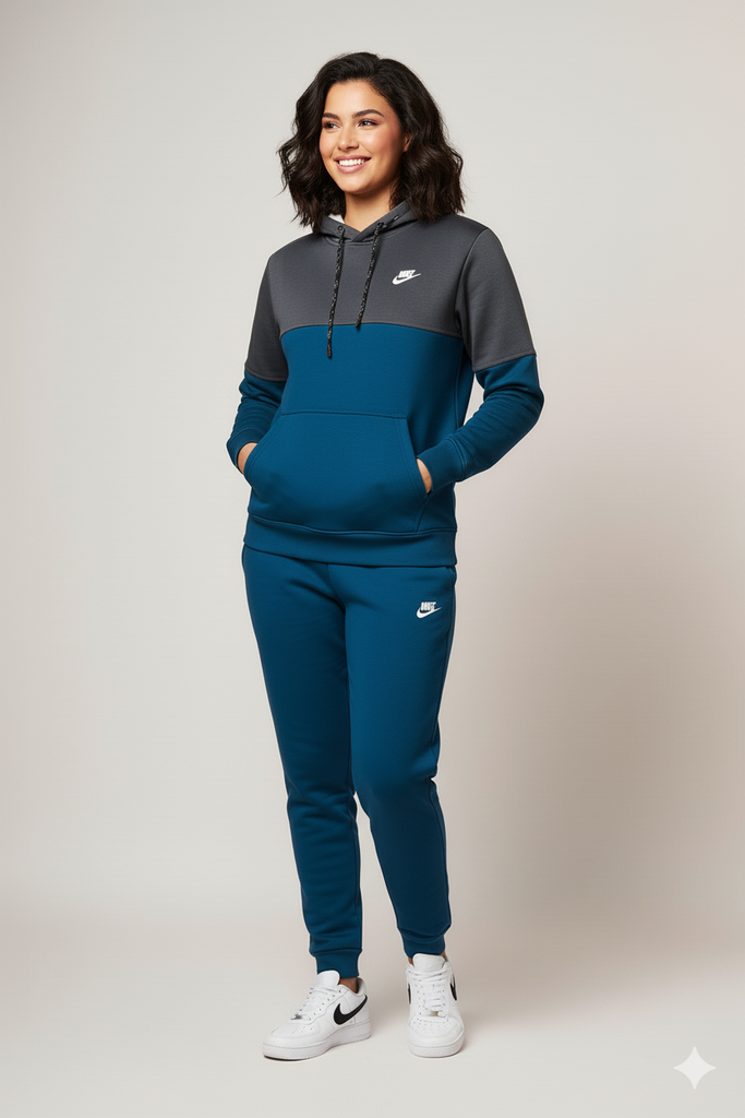 Winter Tracksuit with Hoodie & Trouser – Warm Fleece 2 Pcs Suit for Men & Women Blue