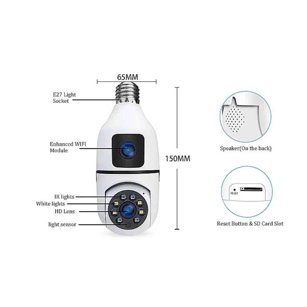 Wireless 360-Degree PTZ Smart Camera – Dual Lens IP Security Camera Chaudhary Brand Store