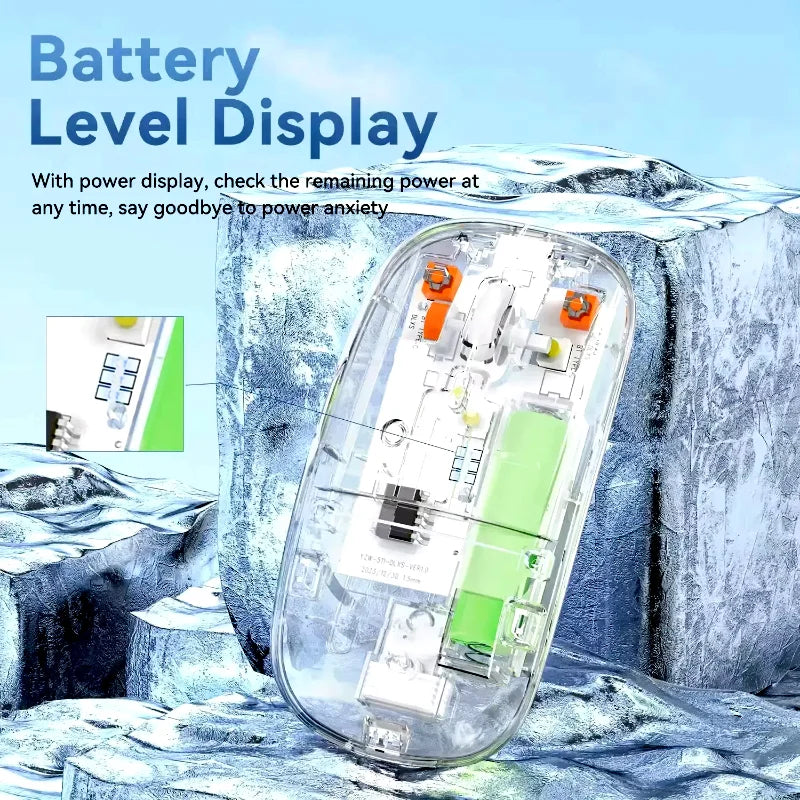 Transparent Dual-Mode Wireless Mouse | Bluetooth 5.2 & USB | Rechargeable Silent Click