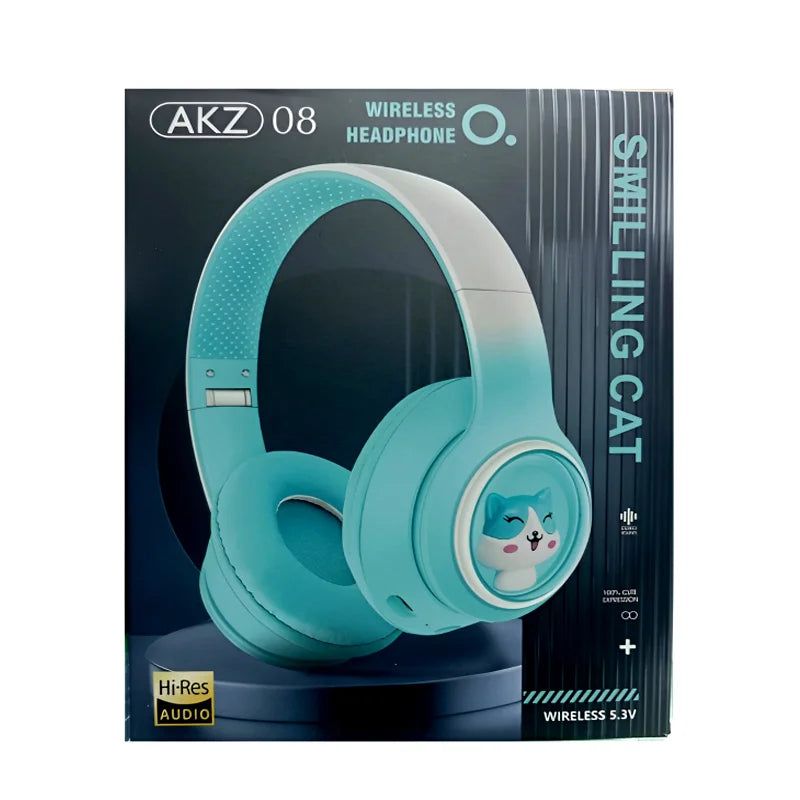 AKZ-08 Adorable Cartoon Wireless Headphones | Bluetooth 5.3, Hi-Res Audio & Built-in Mic