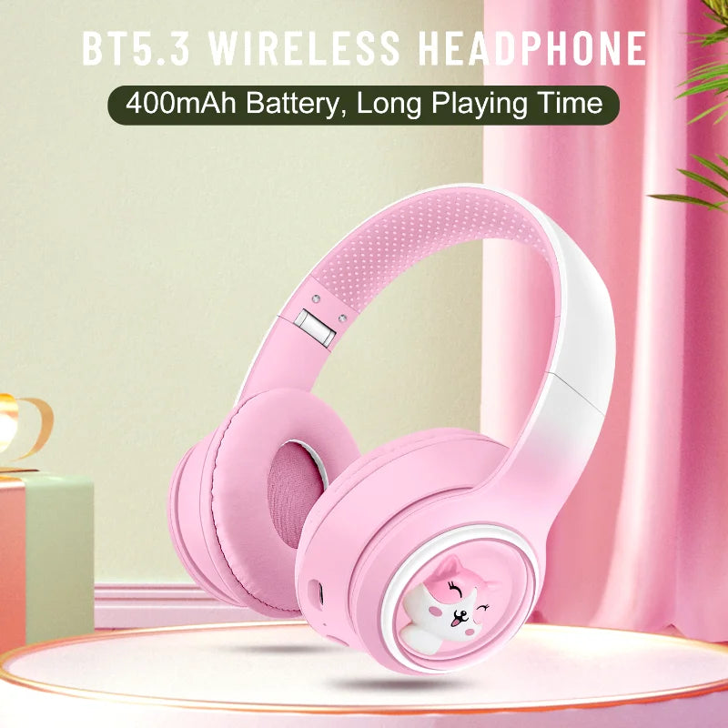 AKZ-08 Adorable Cartoon Wireless Headphones | Bluetooth 5.3, Hi-Res Audio & Built-in Mic