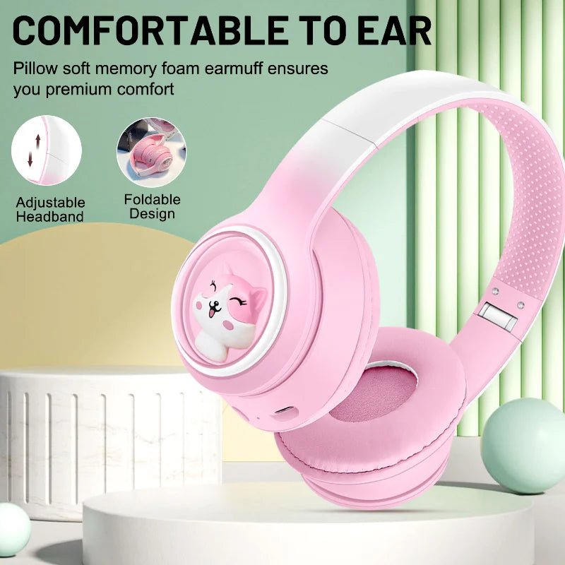 AKZ-08 Adorable Cartoon Wireless Headphones | Bluetooth 5.3, Hi-Res Audio & Built-in Mic
