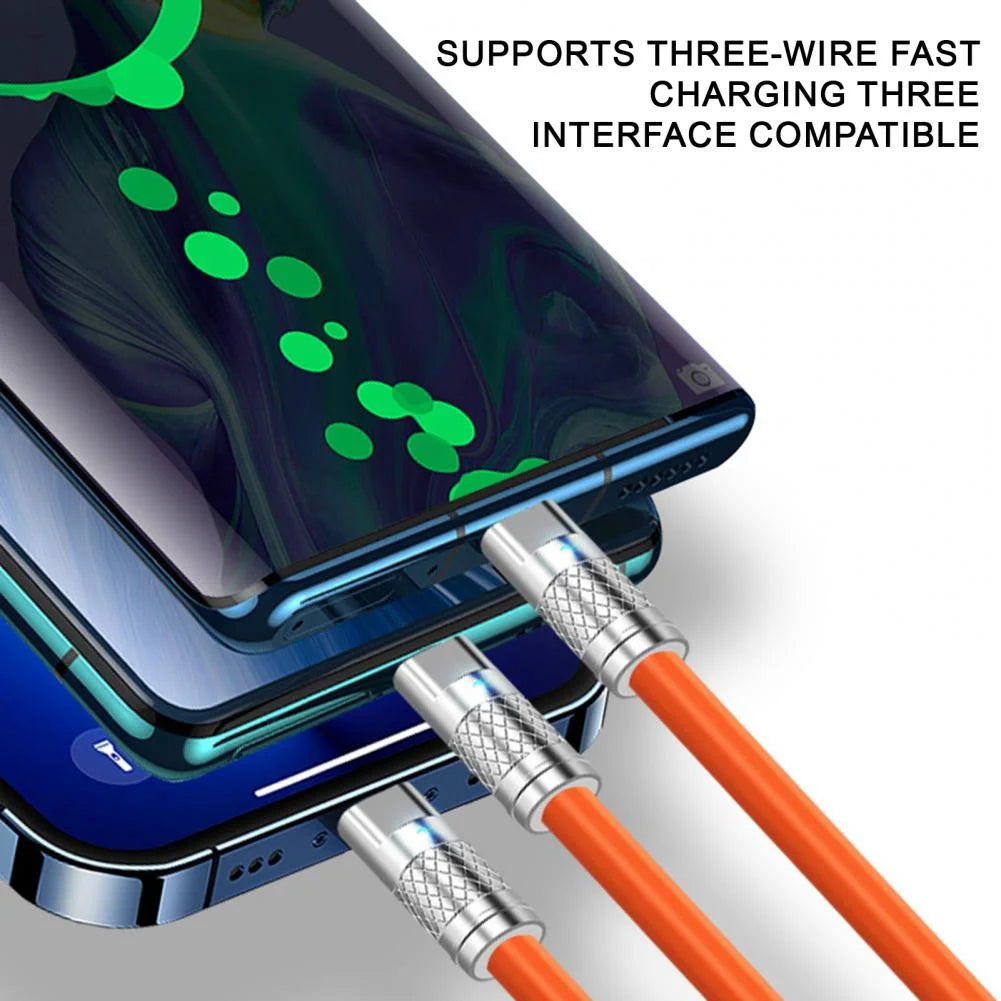 Xiaomi 120W 3-in-1 Fast Charging Cable – 6A Type-C, Micro USB & iPhone Data Cable