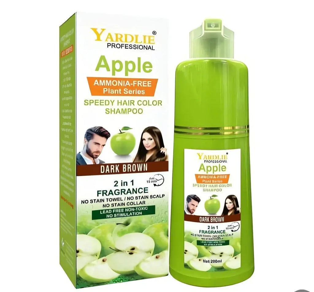 Yardlie Apple Hair Color Shampoo – 2-in-1 Dark Brown Hair Color & Cleanse Formula (400ml) Chaudhary Brand Store