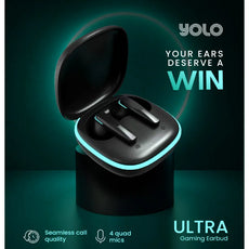 Yolo YoPod Ultra True Wireless Earbuds | ENC Quad Mics, Super Low Latency, IPX4 Splashproof
