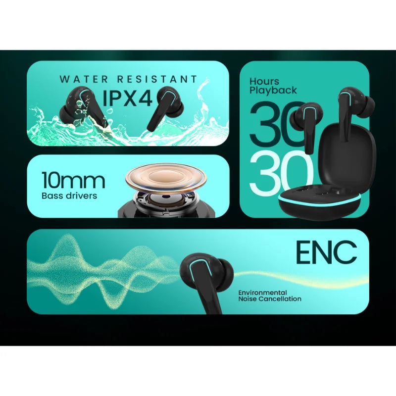 Yolo YoPod Ultra True Wireless Earbuds | ENC Quad Mics, Super Low Latency, IPX4 Splashproof