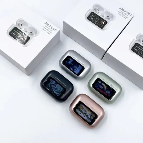 A9 Pro Digital Display Case Airpods / Anc/enc Touch Screen Wireless Earbuds (shiney Body Random Color) - CHAUDHARY BRAND STORE