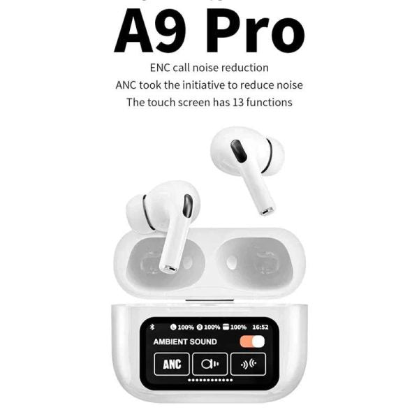 A9 Pro Earbuds Anc/enc Dauble Dark Tuch Screen Display Noise Reduction Wireless Earbuds For Android And Ios/airpods - CHAUDHARY BRAND STORE