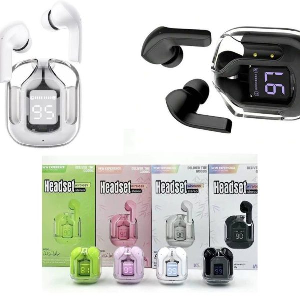 Air 31 Earbuds Wireless Crystal Transparent Body | Air 31 Bluetooth Ear Bud Tws Wireless Bluetooth 5.3 ( With Pouch )