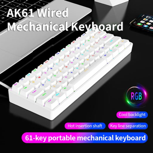 Ak61 Wired Mechanical Gaming Keyboard Feel Backlight For Pc Desktops Sleek & Durable Design - CHAUDHARY BRAND STORE