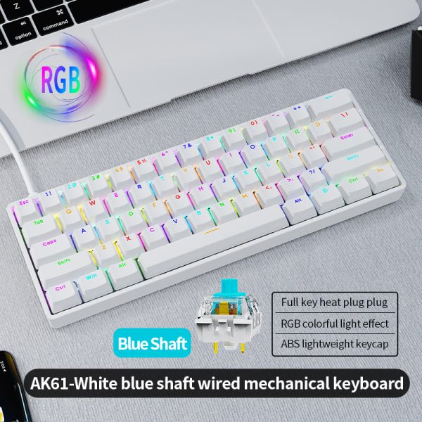 Ak61 Wired Mechanical Gaming Keyboard Feel Backlight For Pc Desktops Sleek & Durable Design - CHAUDHARY BRAND STORE