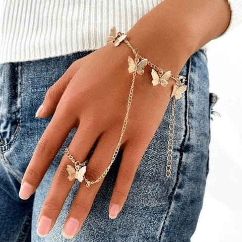 Beautiful Butterfly Hand Charm Bracelet For Girls