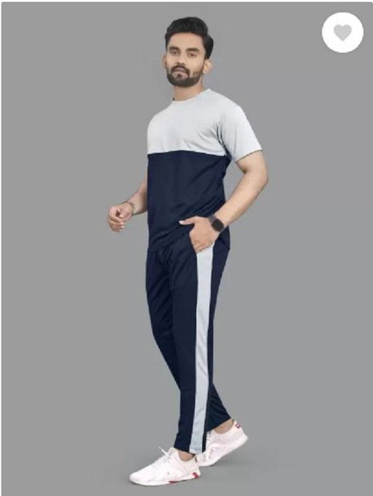 Men's Printed Polyester Track Suit – 2 Pcs Stylish Grey Set - CHAUDHARY BRAND STORE