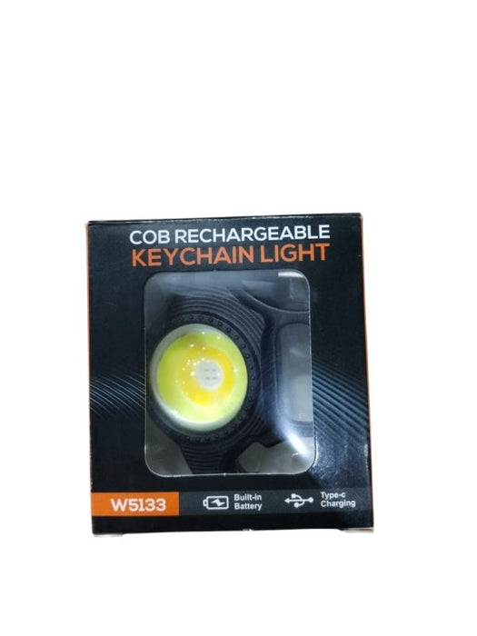 Cob Rechargeable Keychain Light With Built-in Battery, Type-c Charging, Bottle Opener, Battery Indicator, Magnet & 6 Lighting Modes