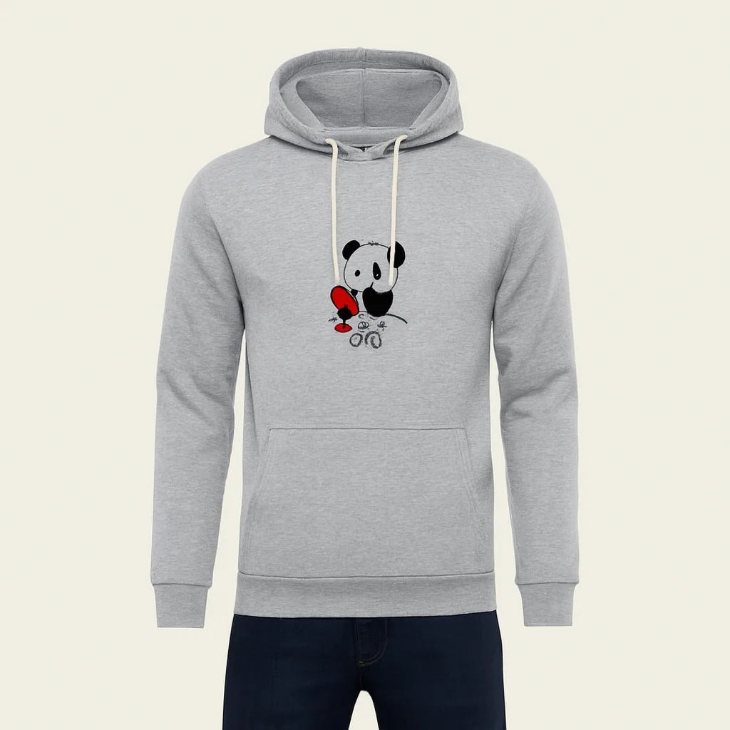 Premium Grey Bear Print Hoodie for Men & Boys – Summer Casual Collection, Stylish & Comfortable Wear