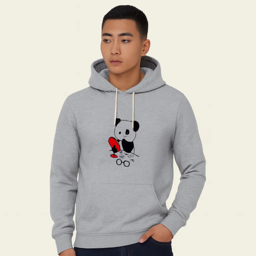 Premium Grey Bear Print Hoodie for Men & Boys – Summer Casual Collection, Stylish & Comfortable Wear