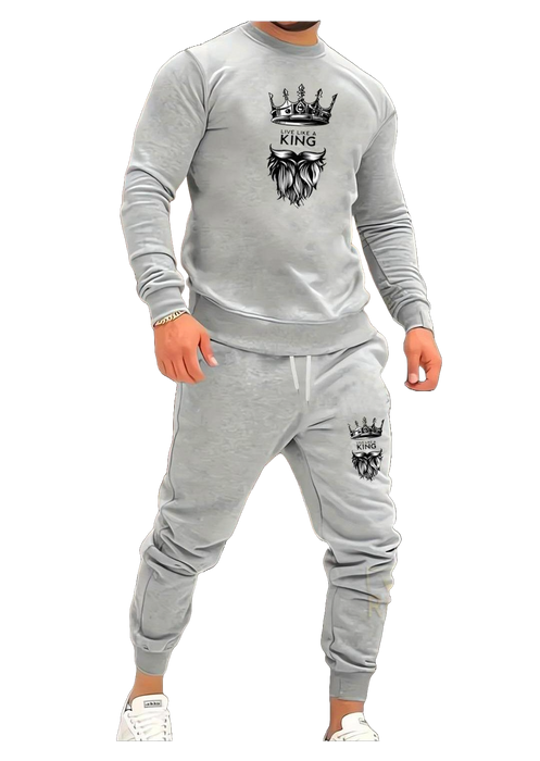 2Pcs Men's Fleece Graphic Sweatshirt Track Suit - CHAUDHARY BRAND STORE