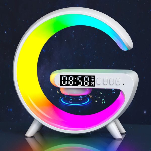 G63 Rgb Light Bluetooth Speaker With 10w Wireless Charging 4 In 1 Led Atmosphere Rgb Night Light Alarm Clock Desk Lamp Bluetooth Speaker Wireless Charging Modern - CHAUDHARY BRAND STORE