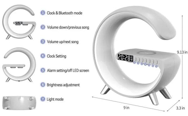 G63 Rgb Light Bluetooth Speaker With 10w Wireless Charging 4 In 1 Led Atmosphere Rgb Night Light Alarm Clock Desk Lamp Bluetooth Speaker Wireless Charging Modern