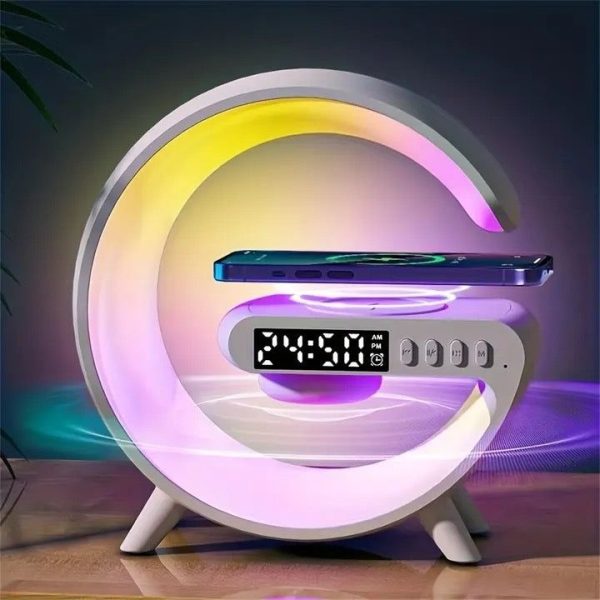 G63 Rgb Light Bluetooth Speaker With 10w Wireless Charging 4 In 1 Led Atmosphere Rgb Night Light Alarm Clock Desk Lamp Bluetooth Speaker Wireless Charging Modern - CHAUDHARY BRAND STORE