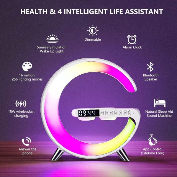 G63 Rgb Light Bluetooth Speaker With 10w Wireless Charging 4 In 1 Led Atmosphere Rgb Night Light Alarm Clock Desk Lamp Bluetooth Speaker Wireless Charging Modern - CHAUDHARY BRAND STORE