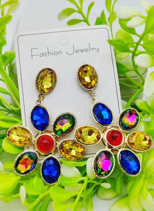 Imported Dazzling Multicolored Floral Statement Earrings – A Celebration Of Elegance And Vibrance - CHAUDHARY BRAND STORE