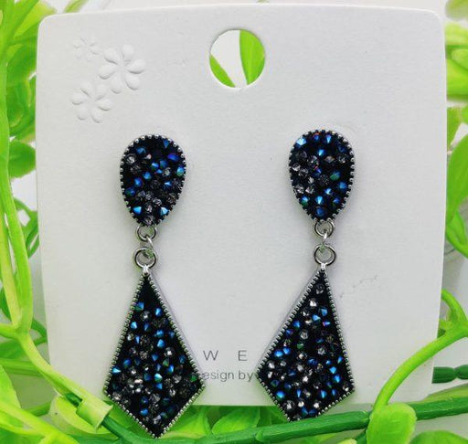 Imported Radiant Black Crystal Drop Earrings – Dazzling Elegance For Every Occasion