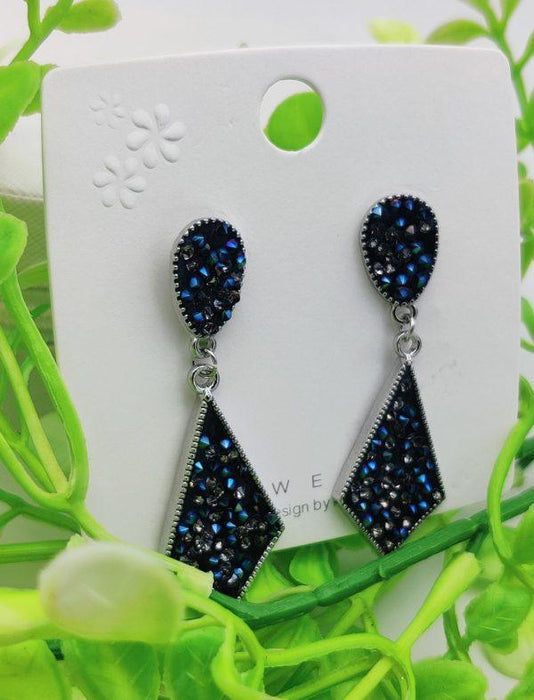 Imported Radiant Black Crystal Drop Earrings – Dazzling Elegance For Every Occasion