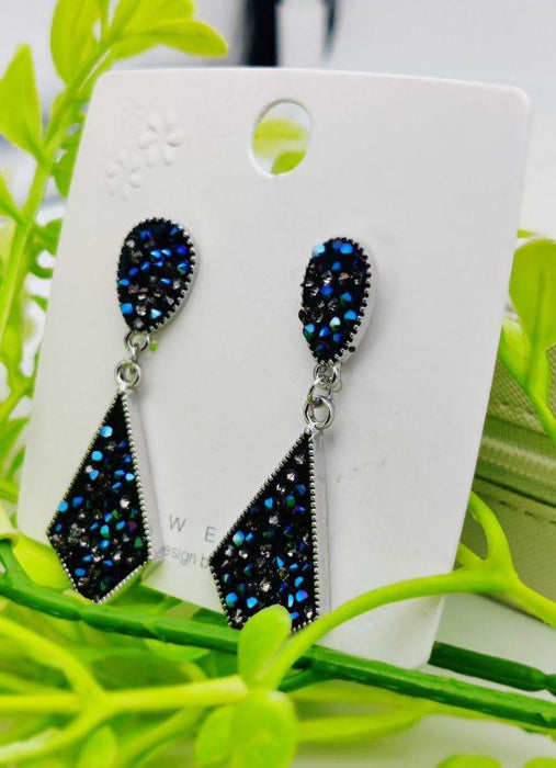 Imported Radiant Black Crystal Drop Earrings – Dazzling Elegance For Every Occasion