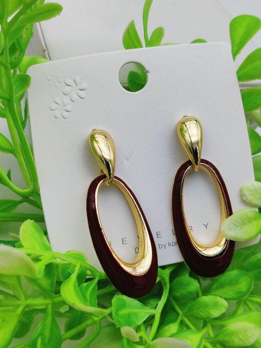 Imported Sophisticated Gold-plated Oval Drop Earrings – Modern Elegance Redefined 💫 | Earrings For Girls & Women | Luxurious Feeling