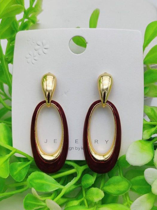 Imported Sophisticated Gold-plated Oval Drop Earrings – Modern Elegance Redefined 💫 | Earrings For Girls & Women | Luxurious Feeling