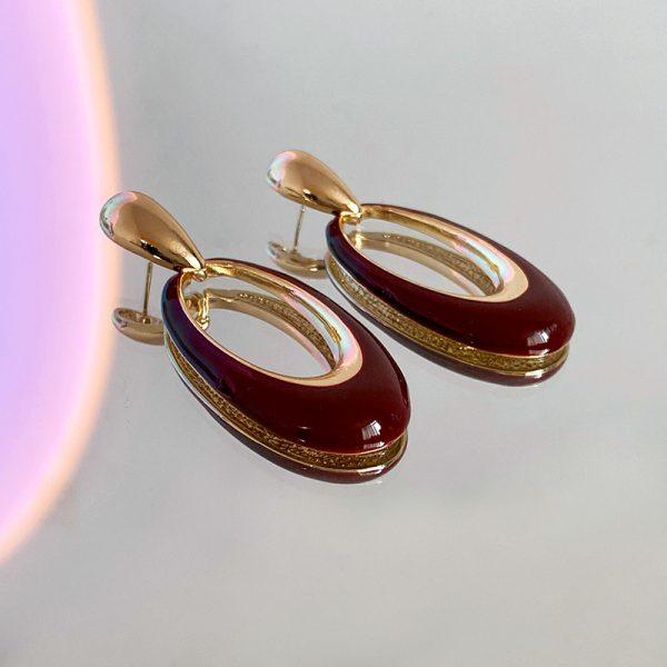 Imported Sophisticated Gold-plated Oval Drop Earrings – Modern Elegance Redefined 💫 | Earrings For Girls & Women | Luxurious Feeling