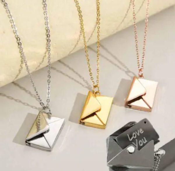 Love Letter Envelop Pendent For Girls – Golden Color