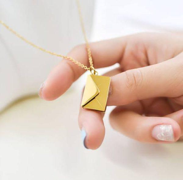 Love Letter Envelop Pendent For Girls – Golden Color - CHAUDHARY BRAND STORE