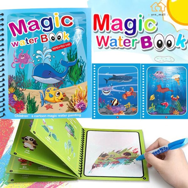 Magic Water Book Painting Drawing Coloring Board Book Magic Water Pen (Pack Of 3) - CHAUDHARY BRAND STORE