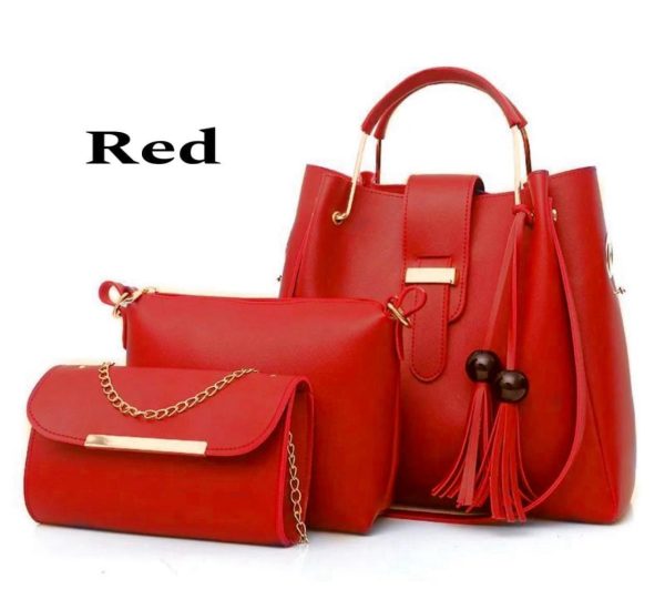 High-Quality Synthetic Leather 3-Piece Handbag Set with Clutch & Wallet