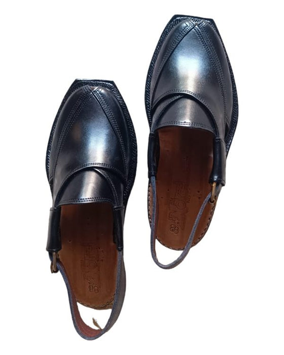 Norozi Black Leather Norozi Kheri Sandal – Traditional & Durable Footwear!