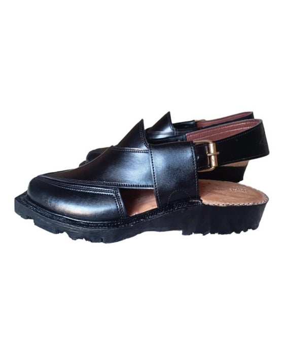 Norozi Black Leather Norozi Kheri Sandal – Traditional & Durable Footwear!