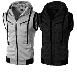 Pack of 2 Jaqueta Front Zipper Sleeveless Hoodies | 2 Pieces | New Jet Collection Upper (L)