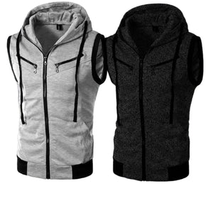 Pack of 2 Jaqueta Front Zipper Sleeveless Hoodies | 2 Pieces | New Jet Collection Upper (L)