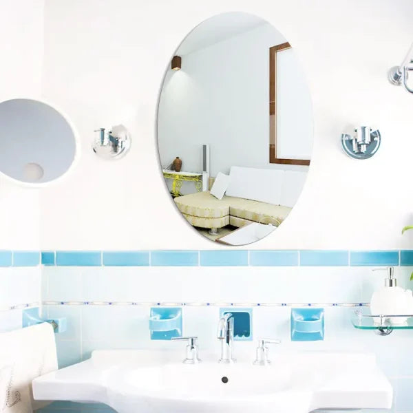 Oval Bathroom House Mirror Acrylic Wall Stickers 200×300 ( Pack Of 3) - CHAUDHARY BRAND STORE