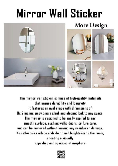 Oval Bathroom House Mirror Acrylic Wall Stickers 200×300 ( Pack Of 3)