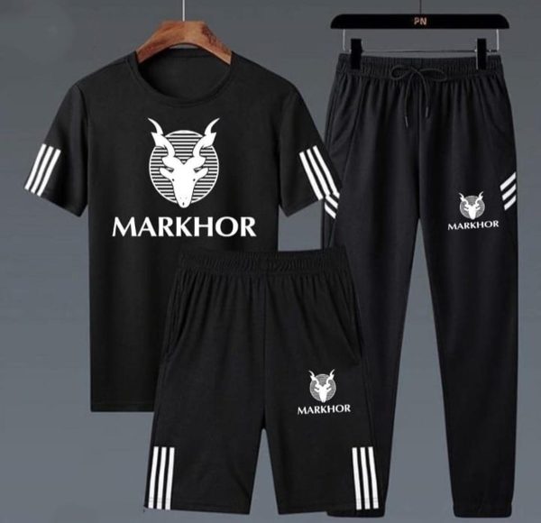 Pack Of 3 Markhor Printed Black Summer Tracksuit Markhor Printed Tracksuit For Men - CHAUDHARY BRAND STORE