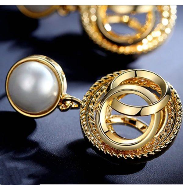 Pearl Stud With Circular Drop Earring European Style Earrings For Women - CHAUDHARY BRAND STORE