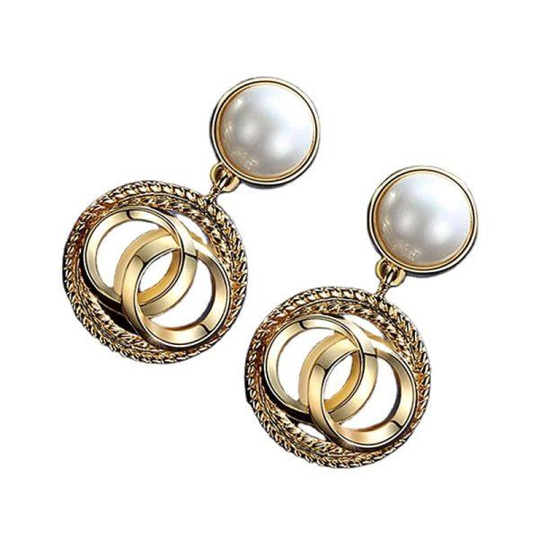 Pearl Stud With Circular Drop Earring European Style Earrings For Women - CHAUDHARY BRAND STORE