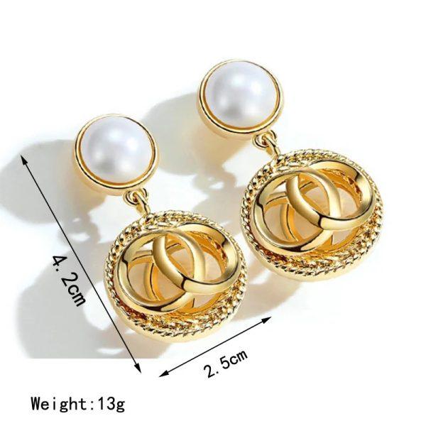 Pearl Stud With Circular Drop Earring European Style Earrings For Women - CHAUDHARY BRAND STORE