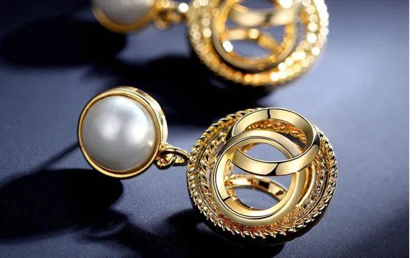 Pearl Stud With Circular Drop Earring European Style Earrings For Women - CHAUDHARY BRAND STORE