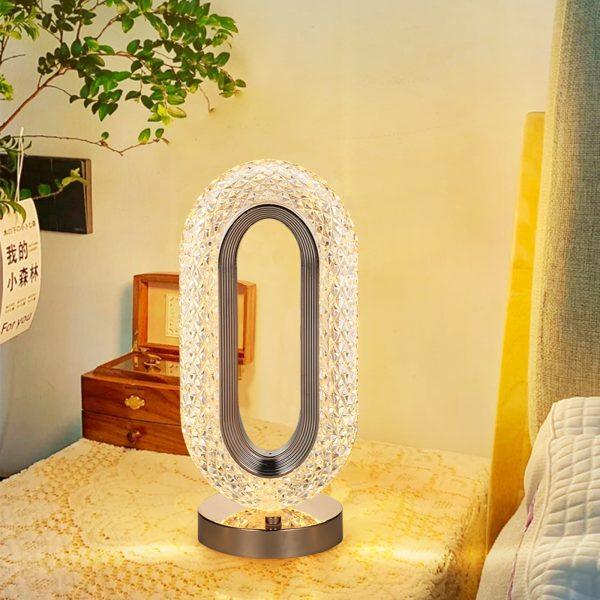 Rechargeable Luxury Oval Shaped Crystal Table Lamp With 3 Colors Touch Control | Best Quality Table Lamp - CHAUDHARY BRAND STORE