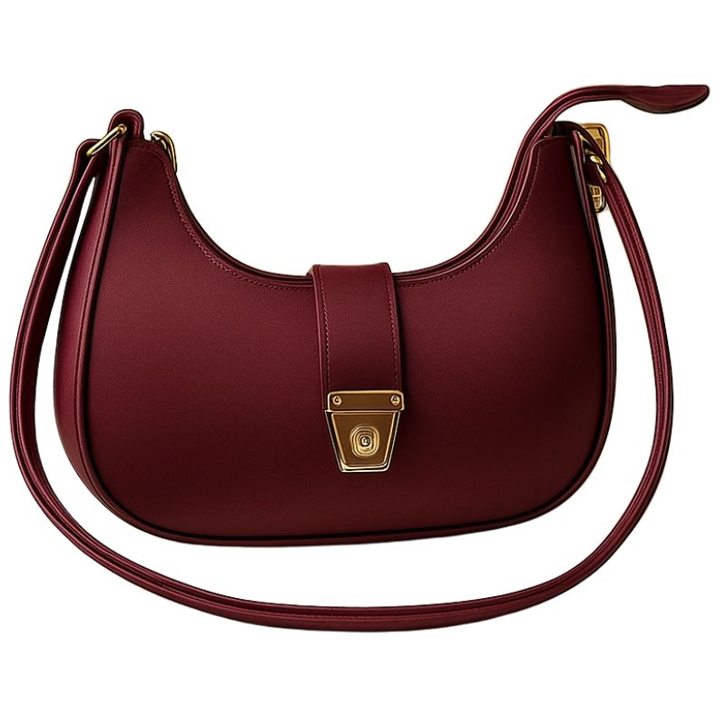 Crescent Luxury Faux Leather Shoulder Bag |  Elegant Handbag for Women