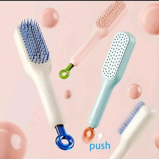 Self Cleaning Magic Hair Brush, One-click Cleaning Telescopic Hair Comb – (Pack Of 2)